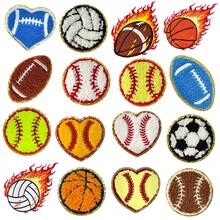 3 Stück Sport Ball bestickte Bügelflicken Set, Fußball Baseball Basketball Rugby Reparatur Aufkleber Applikation, DIY Zubehör für Rucksäcke, Kleidung, Hosen, Mützen, Jeans - Verschiedenfarbig - Übersicht 3