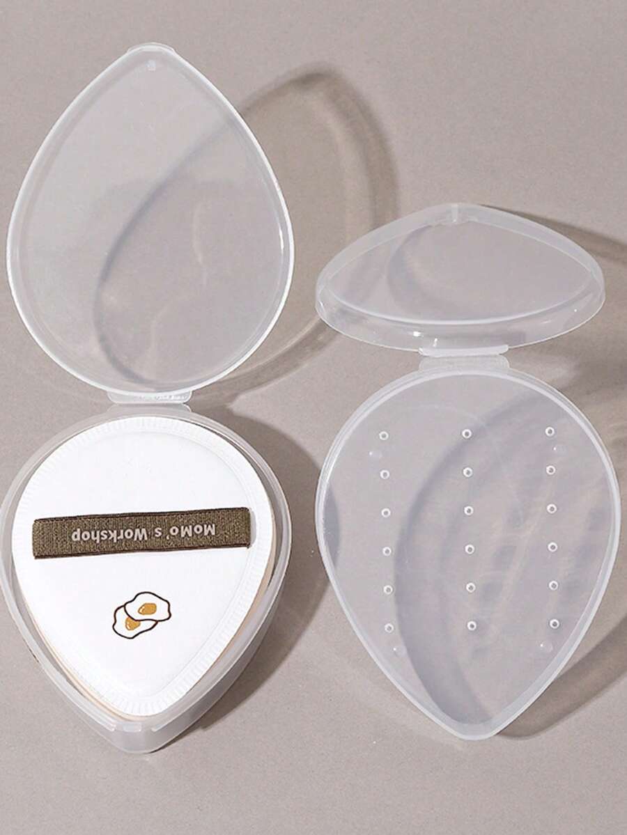 2pcs Cotton Candy Design Makeup Sponge Storage Box, Single Empty Sponge Holder, Dustproof Portable Transparent PP Plastic Case - Multicolor - View 1