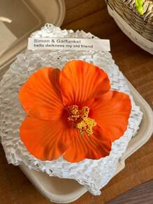 3朵芙蓉花夏威夷派对夏季派对DIY装饰人造花草裙舞女孩礼物发饰花朵（白色）发夹爪夹发卡发夹发夹发卡，学校用品，发饰