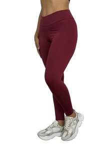 Winter Plush Thermal Legging Pants Fleece Flannel Leg - 酒紅色 - 查看 3