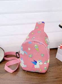 Bolsa para niños y niñas, bolsa cruzada de monedas con diseño de dibujos animados, mochila pequeña casual al aire libre para el pecho, para lápiz labial, brochas, cuidado de la piel, teléfono móvil, monedas, artículos pequeños