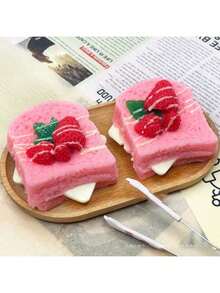 1 件水果吐司柔软玩具，柔软硅胶减压创意手工礼物，开学礼物