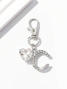 1 chaveiro luxuoso e moderno com cristais e letras em inglês, adequado como chaveiro de carro, enfeite de bolsa, presente para mulheres em aniversários, Dia dos Namorados