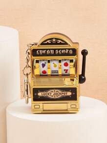 1 pièce Mini machine à sous drôle et mignonne porte-clés pendentif machine à sous avec rouleau tournant et porte-clés pour cadeaux de vacances, décorations de gâteau d'anniversaire, fournitures de fête, porte-clés de sac, pendentif de perle, petit cadeau, accessoires de voiture, breloques de sac à dos pour l'école