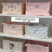 1 süßer Aufbewahrungskorb mit dreidimensionaler Schleifen-Spitze, Aufbewahrungskorb für Schreibtisch-Utensilien, Lippenstift, Make-up-Pinsel und Hautpflege, Schreibtisch-Dekoration, Kosmetik-Organizer, tragbarer Picknick-Korb, Valentinstags-Geschenk, Badezimmer-Aufbewahrung - Verschiedenfarbig - Übersicht 12