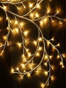 1 Illuminated Flower Wreath With White Birch Branches, Illuminated Flower Wreath With 48 LED Lights, Used For Christmas Decoration Indoors, Illuminated White Birch Flower Wreath, Used For Holiday Party Decoration, Fireplace Mantel, And Tabletop Center