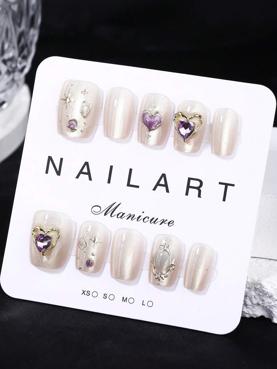 美容、香氛风格、法式尖头指甲、10 件套、香槟色、短梯形、按压式指甲、新年指甲、情人节指甲、紫外线指甲、夏季指甲、可穿戴美甲艺术、手工制作、优雅大方的设计美甲用品 - 香檳色 - 查看 1