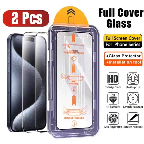 kamyuurs 2 Pezzi di Protezione Schermo in Vetro Temperato Ultra Compatibile con 16 Pro Max Plus - Resistente ai Graffi, Senza Bolle, Alta Definizione, Installazione Facile con un Solo Clic - Compatibile con 15 14 13 12 Pro Max XR XS 12 13 Mini 16E Protezione Schermo Alta Definizione| Protettore Trasparente| Accessori per Telefono, Idea Regalo per Compleanno, Famiglia, Amici