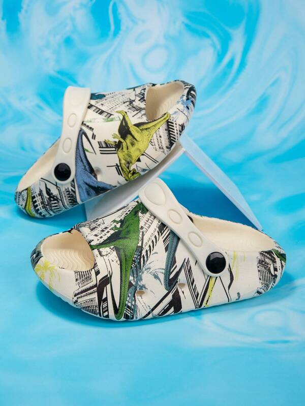 1 Pair Boys/Girls Dinosaur EVA Anti-Slip Casual Open Toe Sandals, Suitable For Summer