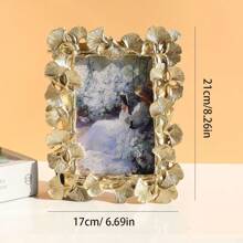 1pc Retro European Style Gold Ginkgo Leaf Edged Photo Frame, Horizontal & Vertical Display, Comes With 1 Random Inner Paper For Home Decor