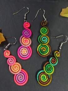 Handmade Colorful Retro Woven Rainbow Earrings, Fashionable Earrings For Women, Elegant Accessories For Home, Casual, Street, Party, Classic Souvenir, Ideal Gift For Valentine's Day, Birthday, Anniversary