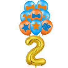 1 Set de Gafas con Tema de Maestro, Pajarita, Estrella, Decoración de Globos de Látex con Estampado de Números Azul & Dorado, Adecuado para Fiesta de Cumpleaños en Casa, Regalo para Hijo/Hija, Accesorio de Fondo Fotográfico - Multicolor - Ver 24