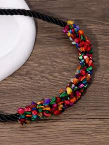 1pc Bohemian Colorful Shell & Stone Necklace, Suitable For Women Wearing To Beach, Vacation, Music Festival - Multicolor - View 4