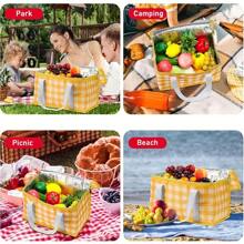 Thick Aluminum Foil Insulated Outdoor Picnic Basket - Foldable Outdoor Cooking Thermal Camping Carry Basket, Picnic Accessories