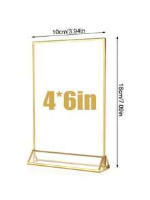 1 件，4*6 英寸，5*7 英寸，A5 尺寸透明亚克力标牌展示架多用途双面金色框架婚礼号码牌桌传单菜单卡架 - 金邊透明 - 查看 12