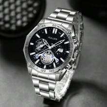 2 relojes de hombre de marca de lujo de moda informal, reloj de cuarzo con fecha, acero inoxidable, esfera con escala romana personalizada, manecillas redondas, conjunto de relojes de hombre, regalo para fiesta, boda, vacaciones en la playa, San Valentín