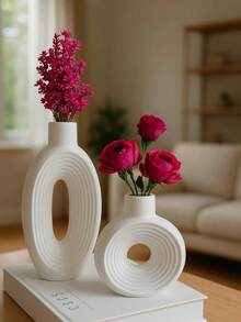 2PCS/Set - Striped Vase Silicone Mold With Accessories DIY Simple European Vase Plaster Mould Home Decoration Ornament Epoxy Resin Mold Handicraft Casting Molds - White - View 4