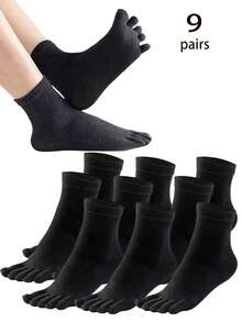 3/6/9 Pairs Men's Solid Color Straight Mid-Calf Toe Socks, Unisex Back To School Pride Month(US) Antibacterial Moisture Wicking Fabric, Suitable For Men And Women, All Seasons, Seamless Fit Any Foot - Multicolor - View 21