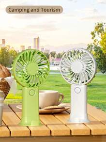 1pc Usb Rechargeable Three-Leaf Fan With Stand,Can Be Used As A Phone/Tablet Holder, Cute Design Suitable For Both Boys And Girls. Ideal Gift For Women, Perfect For Outdoor Activities, Beach, Office, School, Home [Summer Cooling Fan]