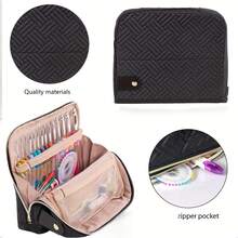 Quilted Empty Crochet Hook Case - Crochet Hook Organizer Case Stand Up-Corchet Organizer - Crochet Hook Holder For Knitting & Crochet Supplies, Crochet Needles, Crochet Accessories & Knitting Gifts - Multicolor - View 4