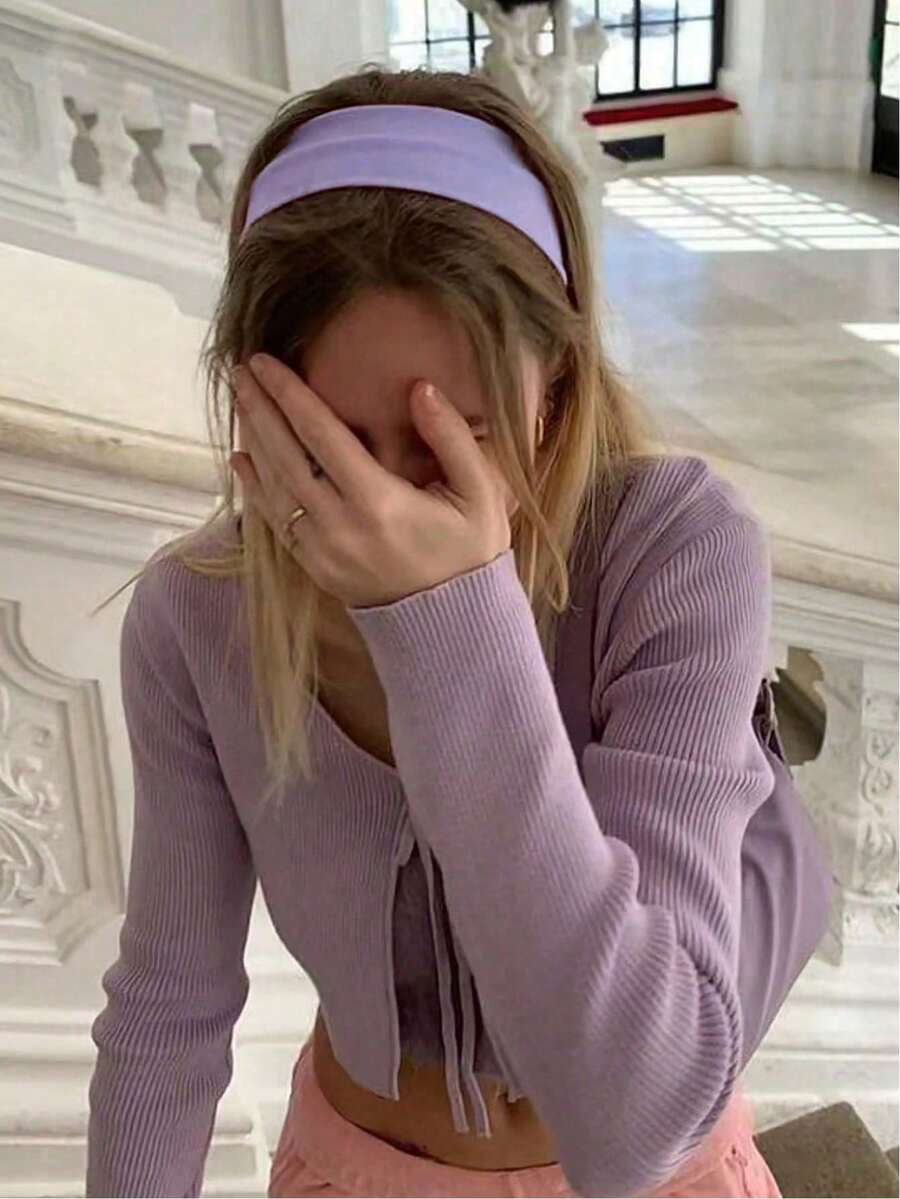 1条浅咖啡色运动/瑜伽吸汗头带，弹性运动发带，男女通用头巾 - 紫色 - 查看 1