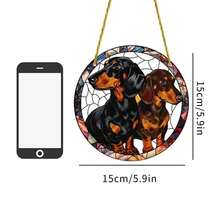 1 件，亚克力腊肠犬情侣亚克力太阳捕手，动物主题，彩色玻璃窗挂，适用于家庭、办公室、卧室、宿舍墙面艺术装饰、乔迁礼物、圣诞节装饰，2D