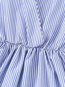 Girls' Summer Stripe V-Neck Short Sleeve A-Line Dress - Blue - View 5