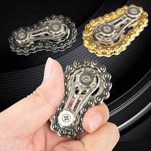 1Pc Metal Gear Chain Fidget Toy, Relieve Stress By Rotating Bicycle Chain With Hands, Multiple Ways To Play,Teen Gift, Desk Toy - Multicolor - View 2
