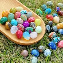 3/6/9 pièces Œufs en pierre naturelle polie - Grands œufs minéraux pour l'équilibrage des chakras, le Reiki et la décoration de Pâques - Couleurs vibrantes, motifs variés, cadeau parfait pour Pâques