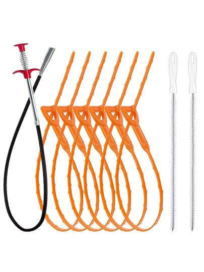 23.6 Inch (Approx. 60 Cm) Drain Remover, 20 Inch (Approx. 51 Cm) Drain Auger, (Optional 1, 3 Or 5 Pcs), Cleaning Brush (Optional 1 Or 3 Pcs), Hair Catcher And Drain Cleaner Tool Kit, Suitable For Toilet, Kitchen Sink, Bathroom Tub, Drains, [Multiple Sizes Available]