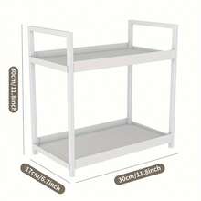 1/2pcs Metal Vanity Makeup Storage Shelf, Cosmetics Storage Rack, Double Layer Shower Gel Skin Care Storage Organizer, Bathroom Countertop Standing Shelf, Household Storage And Organization For Kitchen, Bedroom, Bathroom, Office, Desk Utility Racks - Multicolor - View 13