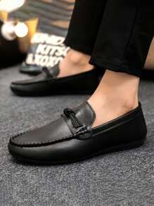 2025 Spring Men's Business Fashionable Korean Style Leather Loafers, Soft Bottom Slip-On Driving Shoes (Note: Loafers Run Small, It Is Recommended To Order One Size Up For Those With Larger Feet)