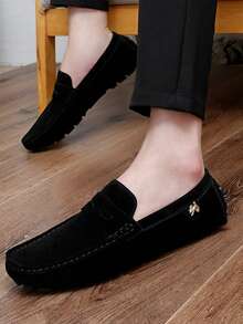 [金属莫卡辛乐福鞋] 男士金属装饰莫卡辛乐福鞋，舒适防滑一脚蹬鞋，男鞋，春夏季