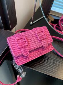 Women's Mini Fashionable Chain Strap Shoulder Bag For Daily Use - Hot Pink - View 11