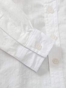 1 件男童白色刺绣纽扣休闲衬衫，儿童长袖薄款正装衬衫，适合生日派对、晚会、洗礼和婴儿洗礼，春秋季 - 白色 - 查看 7