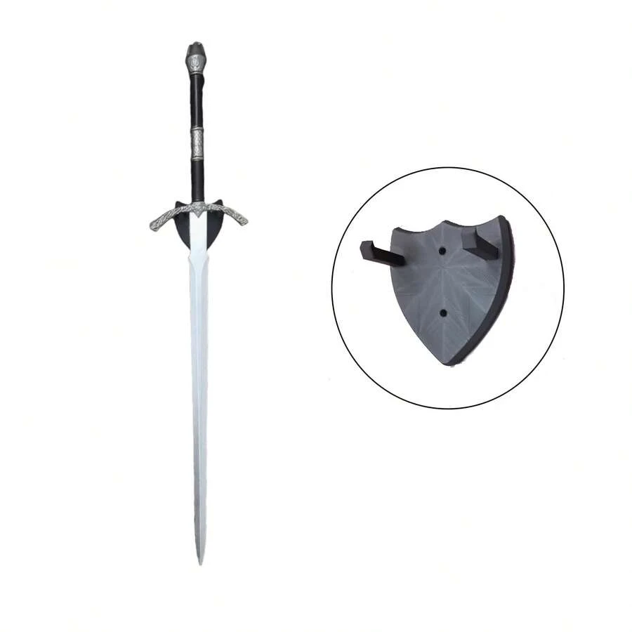 Soporte en forma de escudo para exhibir espadas - Montaje de pared para sostenedor de espadas de plástico y de PU para cosplay, regalo de Navidad perfecto para entusiastas de cosplay - Negro - Ver 1