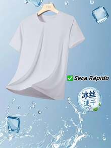 Kit 3 Men's T-Shirts Short Sleeves Breathable Mesh Quick-Drying Ice Silk - Light Grey - View 7