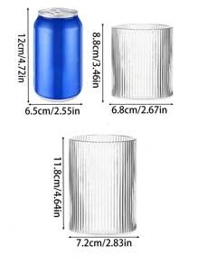1pc/4pcs Vertical Stripe Glass Cup,Straight Design Glass Cup,Straight Coffee Glass Cup,Creative Glass Cup,Vertical Cold Drink Cup,Simple Beverage Cup,Retro Stripe Cup,Ribbed Transparent Coffee Cup,American Latte Coffee Cup,Heat-Resistant Drinking Glass Cup,Transparent Glass Cup,Beer Cup,Cocktail Cup,Summer Beverage Glass Cup,Beverage Cup