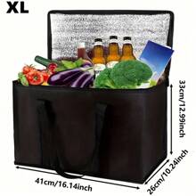 1 pezzo Borsa isolata portatile ad alta capacità, con isolamento termico a 3 strati, in tessuto non tessuto PVC, può mantenere il cibo caldo/freddo per 1,5 ore, rivestimento interno in alluminio facile da pulire, imbottitura in schiuma, manico, adatta per il ritorno a scuola, borsa da trasporto per uso esterno