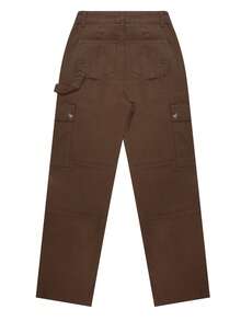 NVFelix Nuevos pantalones cargo estilo retro Y2K para mujer - Diseño con bolsillo con solapa, estilo streetwear (ropa de otoño) - Marrón - Ver 7