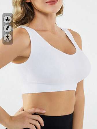 Solid Wireless Bra,Sports Bras For Women,Seamless Comfortable Yoga Bra With Removable Pads