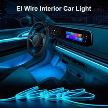 Balabaxer Car LED Strip Lights Interior Ambient Glow For Cars, Trucks, SUVs - 9ft/16ft/32ft USB 5V Multi-Color Neon EL Wire With Fuse Protection,Waterproof Flexible Automotive Mood Lighting For Dashboard, Footwell, Cup Holder, Decks, PC Gaming Setup, Home Desk DIY Decoration - Blue - View 5