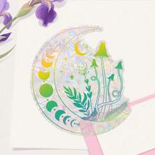 1 件阳光捕手窗户彩膜透明玻璃贴纸波西米亚独特月亮蝴蝶莲花元素玻璃静电贴纸窗户装饰贴纸静电吸附可重复使用适用于家庭和厨房窗户装饰送给家人和朋友的完美礼物。