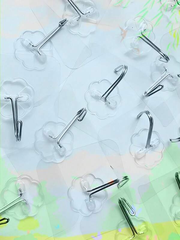 200pcs Transparent Plastic Hooks - Wall Mount, Easy To Install, Traceless Self-Adhesive Hooks, Multi-Functional Strong Storage Hooks, Suitable For Kitchen And Bathroom, Modern Style