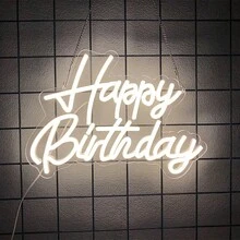 生日快乐霓虹灯，生日快乐/15 岁 Quince/Is Quince LED 霓虹灯夜灯，USB 供电壁挂式塑料灯，带开关控制，多用途装饰灯，适合庆祝活动，适用于房间、卧室、游戏室、婚礼、家庭、圣诞节和生日派对、艺术墙面装饰，配有配件，易于安装。 - 多色光 - 查看 14