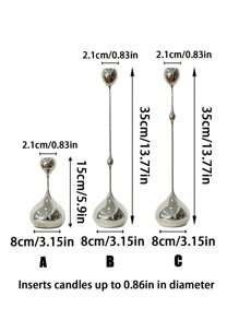 1/3pcs Modern Candle Holder, French Silver Water Drop Metal Candlestick, Iron Teardrop Candlesticks Taper Candle Stand For Home Decor Metal Table Centerpiece Dinner Decorations Tall Candle Holder For Mom, Wife, Grandma