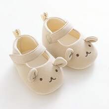 Baby Girl Dress Flats Soft Soles Cute Bear Embroidery Mary Jane Shoes Casual Walking Shoes For Newborn Toddler - Màu vàng - Xem 3