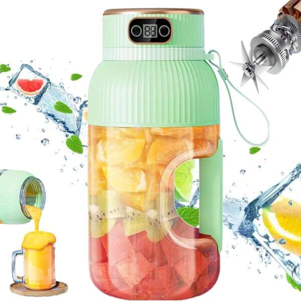Upgrade To A 10-Blade Mini Portable Juicer, A Multi-Functional Juicer And Blender Suitable For Vegetables, Fruits And Milkshakes, A Rechargeable Juicer, A Portable Blender Suitable For Sports, Travel And Outdoor Use