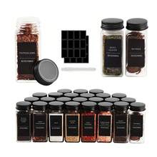 12pcs/24pcs Plastic Spice Jars, 5.6oz(~160g) Square Spice Containers, Reusable Salt And Pepper Shakers With Airtight Lids, Labels And Pens, For Spices, Herbs, Powders