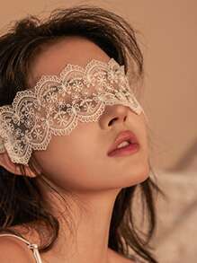 1pc Solid Color Lace Flower Masquerade Eye Mask, Elastic Headband, Soft Inner Layer, Lace Decorated Face Mask, Couples Role-Playing Kit, Suitable For Romantic Nights, Sexy Parties